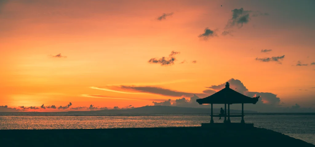 sunset in Bali featuring an ocean view in Sanur, Indonesia